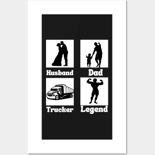 Husband dad trucker legend Posters and Art